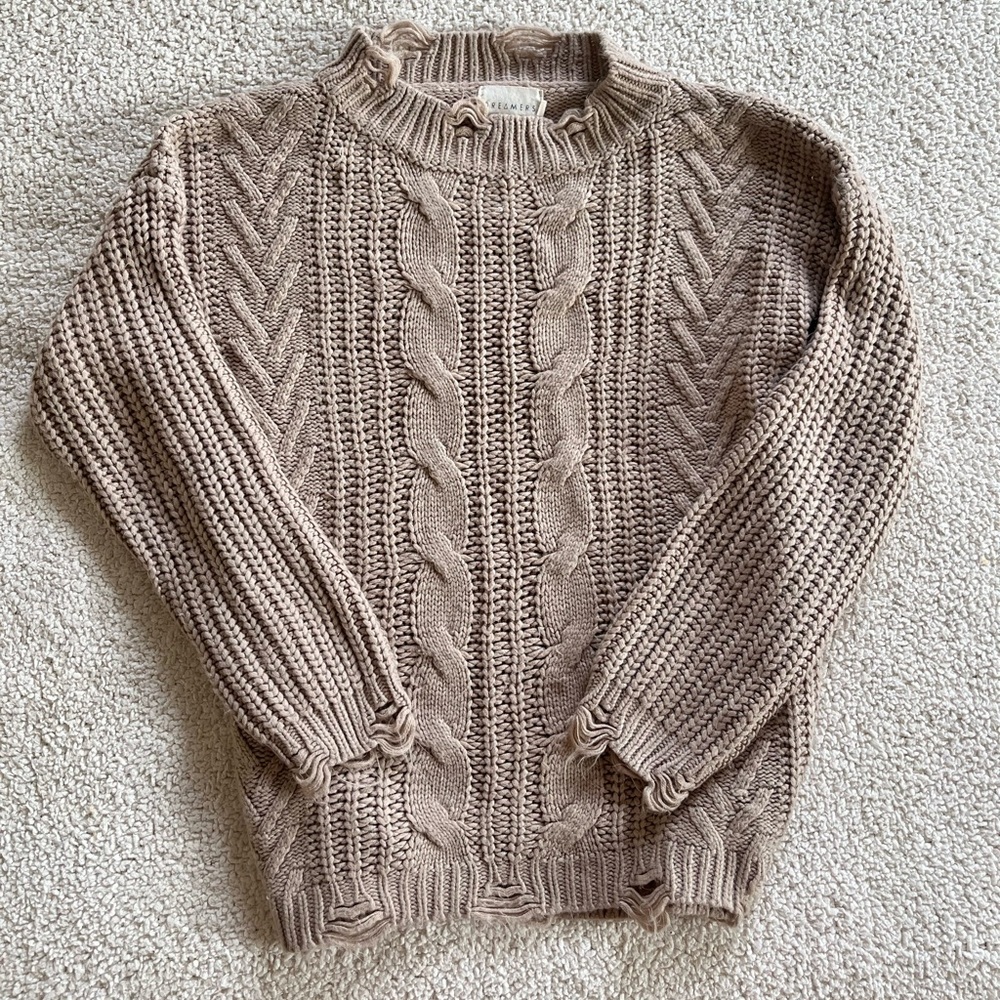 DREAMERS M‎ Cable Knit Sweater Chunky Beige Oversize Boho Casual Pullover
